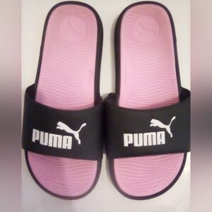 Puma Black and Pink Soft Foam Casual Slides Size 10